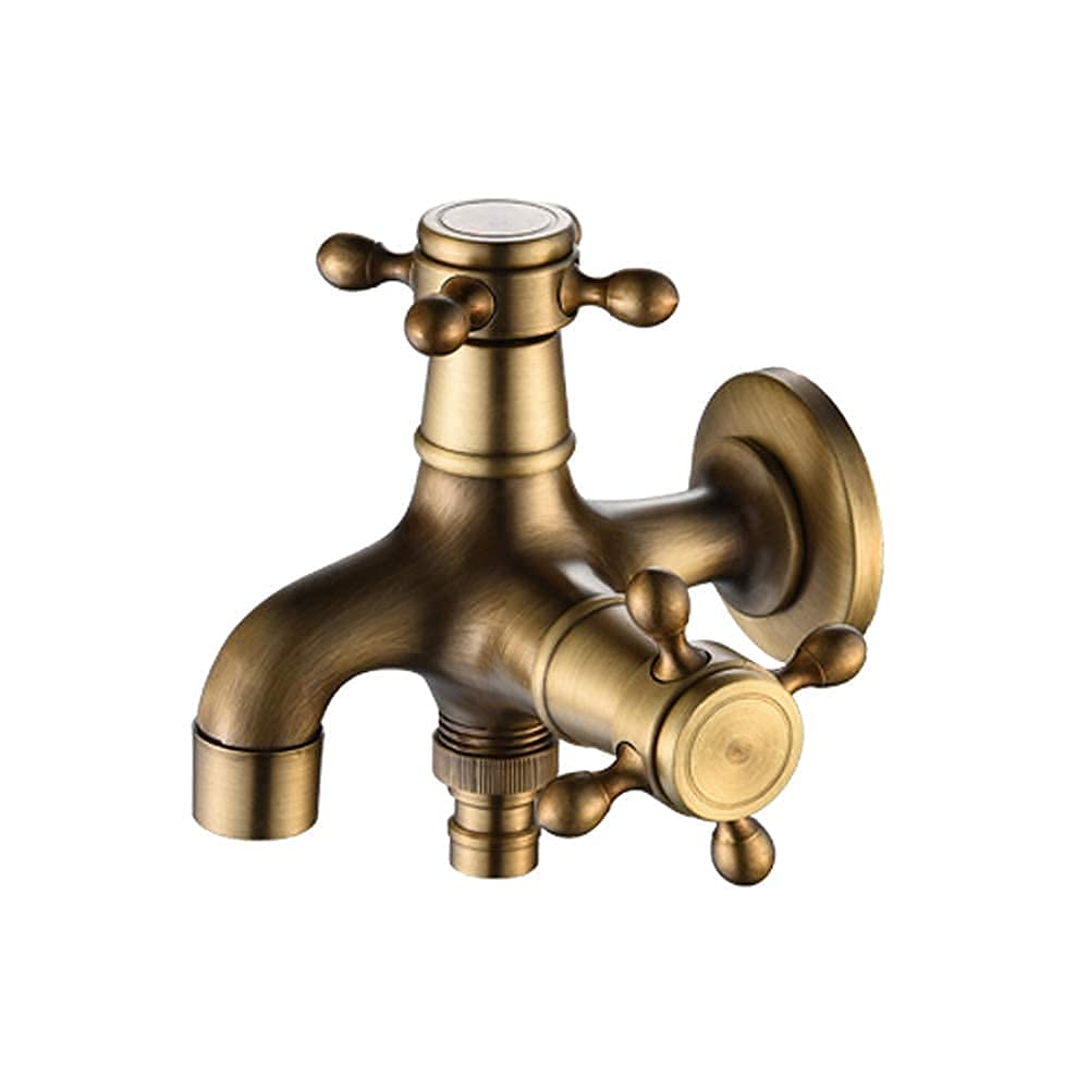 Amazon | 双口 水栓 2口 蛇口 北欧風 アンティーク レトロ スタイル