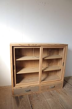 Amazon.co.jp: 古い 引き出し2杯付き薄型食器棚 古道具 アンティーク