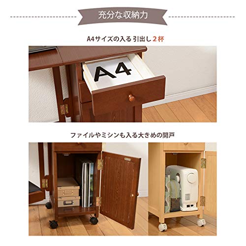 Amazon.co.jp: 萩原(Hagihara) 折りたたみ デスク 勉強机 キャスター