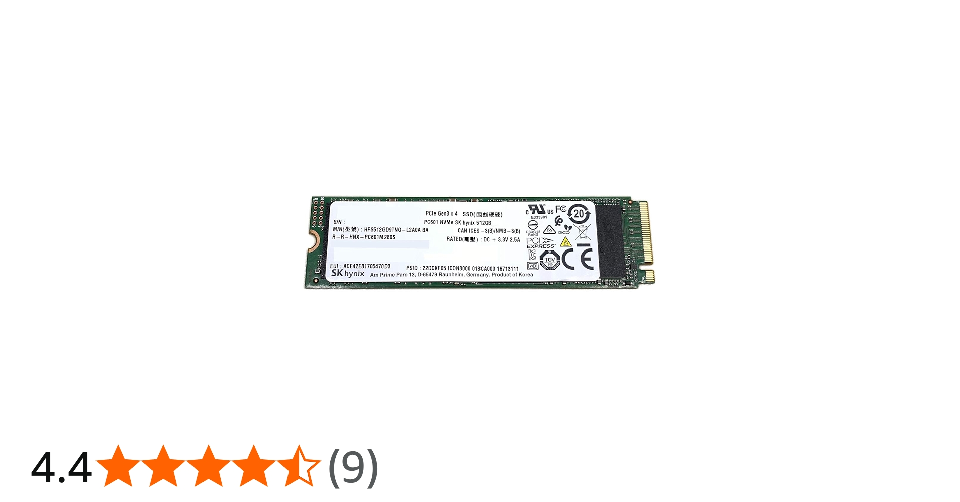 Amazon | SK Hynix SSD 512GB M.2 2280 PCIe Gen3 x4 PC601