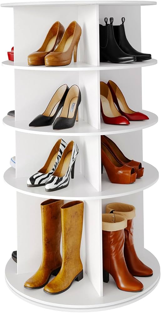 Amazon｜SpaceAid 回転シューズラック 4段オーガナイザー ハイボトム