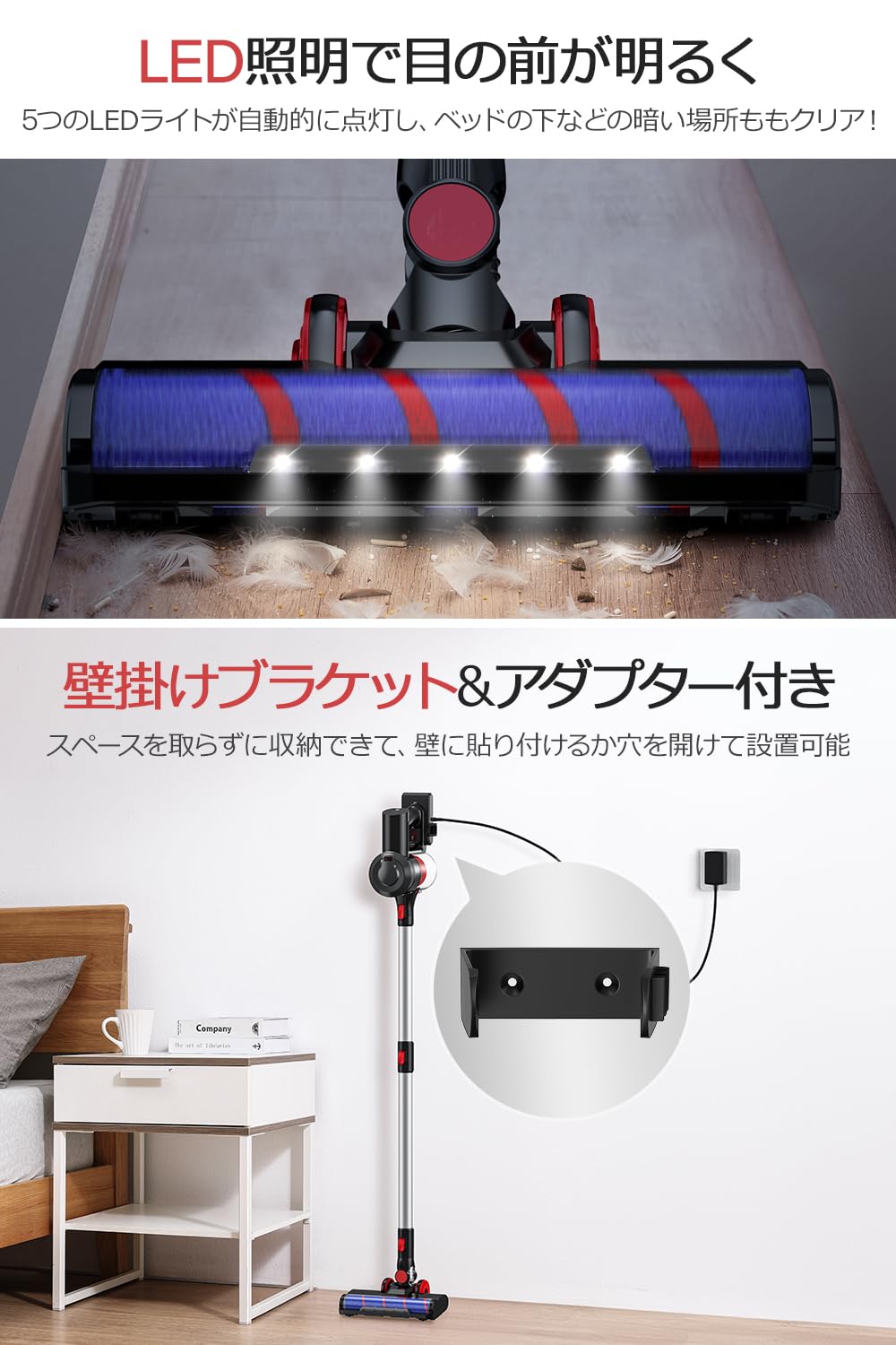 Amazon | 掃除機 コードレス 【2024進級版&45000pa超強力吸引&75分連続