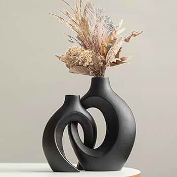 Amazon.co.jp: モダン セラミック フラワーベース 2点セット、中空