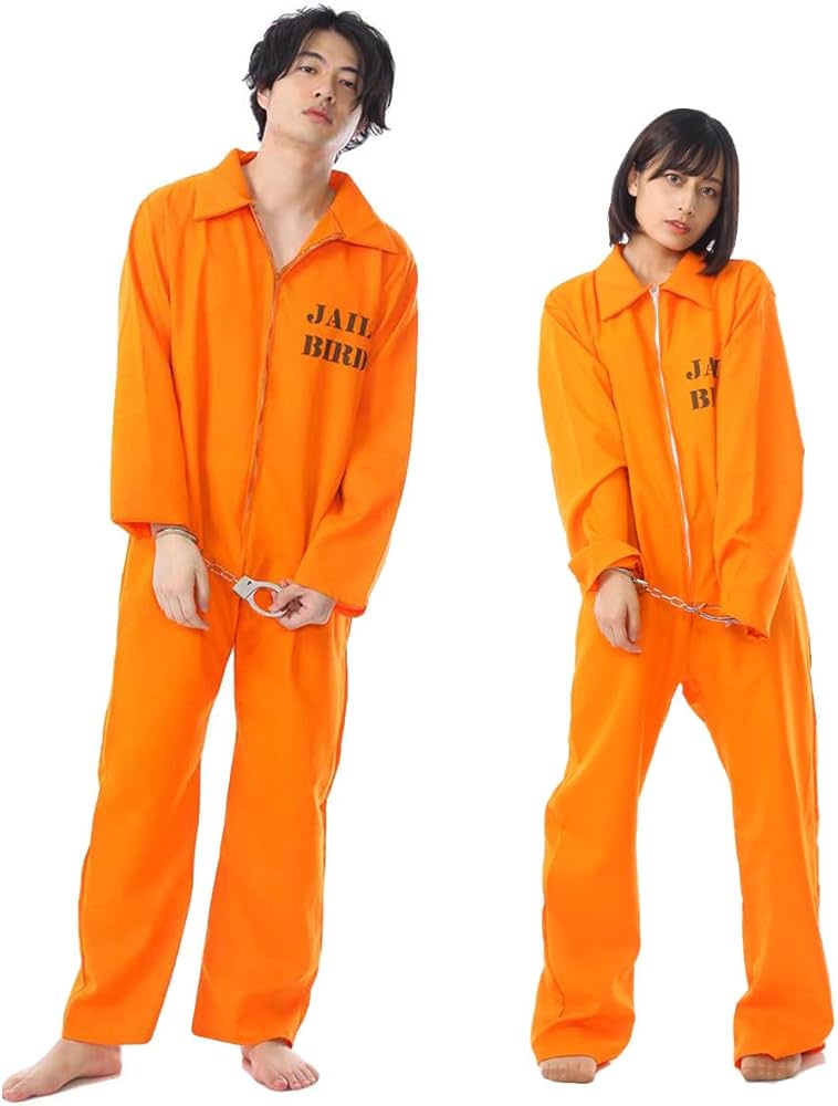 Amazon.co.jp: [monoii] 囚人服 オレンジ コスプレ メンズ ハロウィン