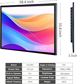 Amazon.co.jp: TouchWo 65インチ タッチパネル式産業用モニター 16:9