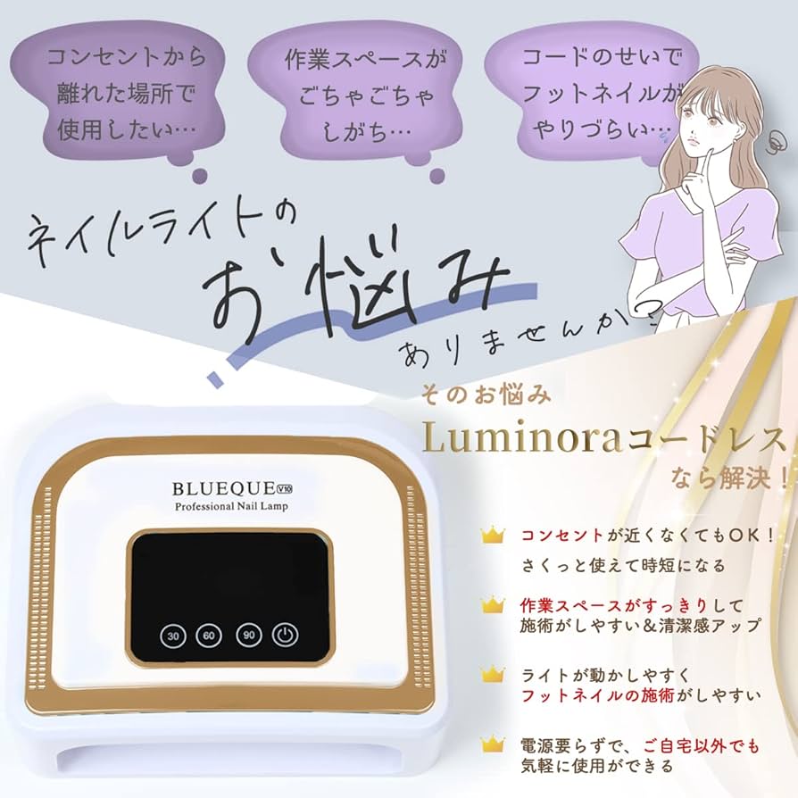 Amazon.co.jp: ネイリスト監修 ネイルライト コードレス プロ用 充電式