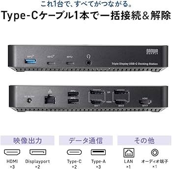 Amazon.co.jp: サンワダイレクト Type-C ドッキングステーション 3画面