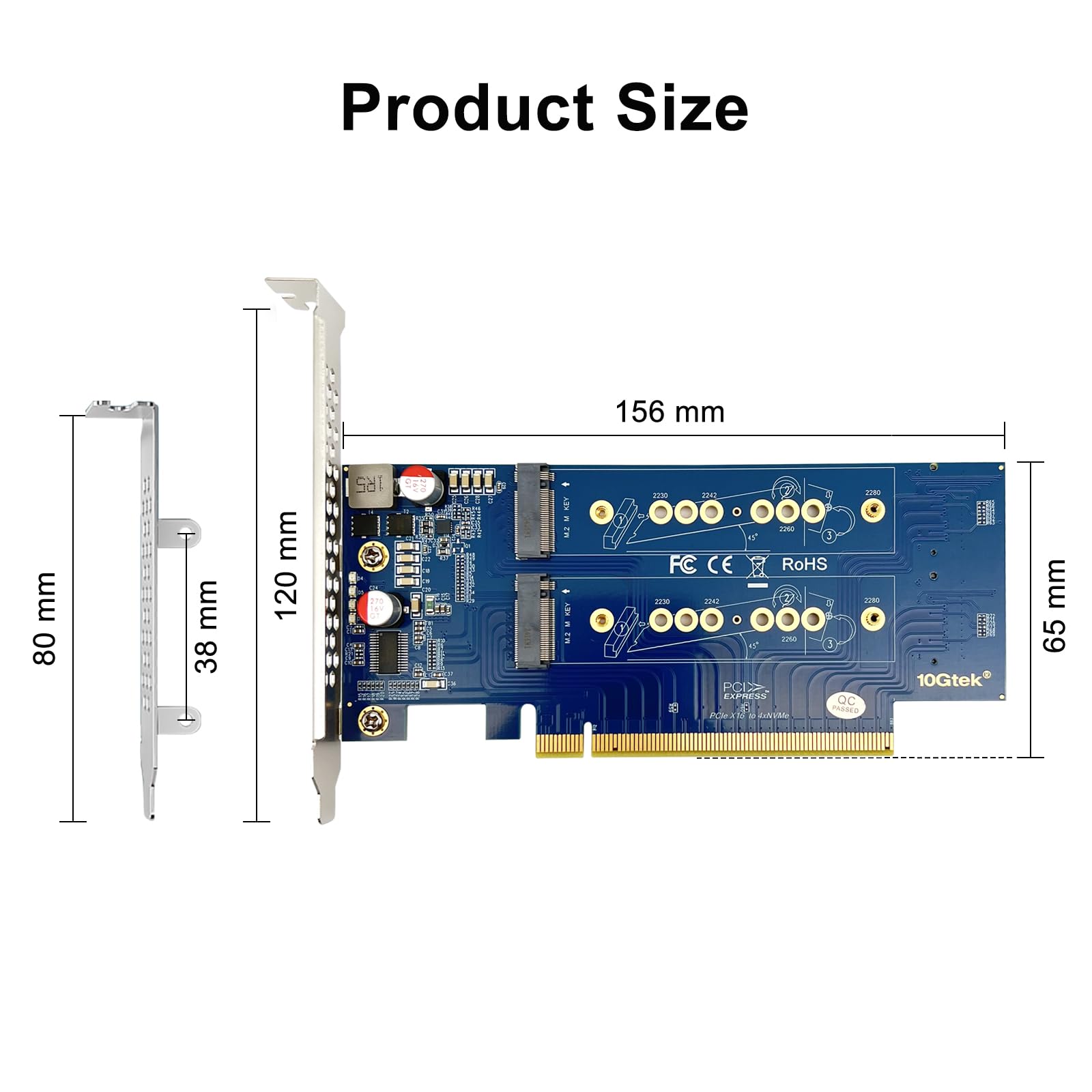 Amazon.co.jp: 10Gtek 4ポート PCIe 3.0 to NVMe (4) M.2 変換