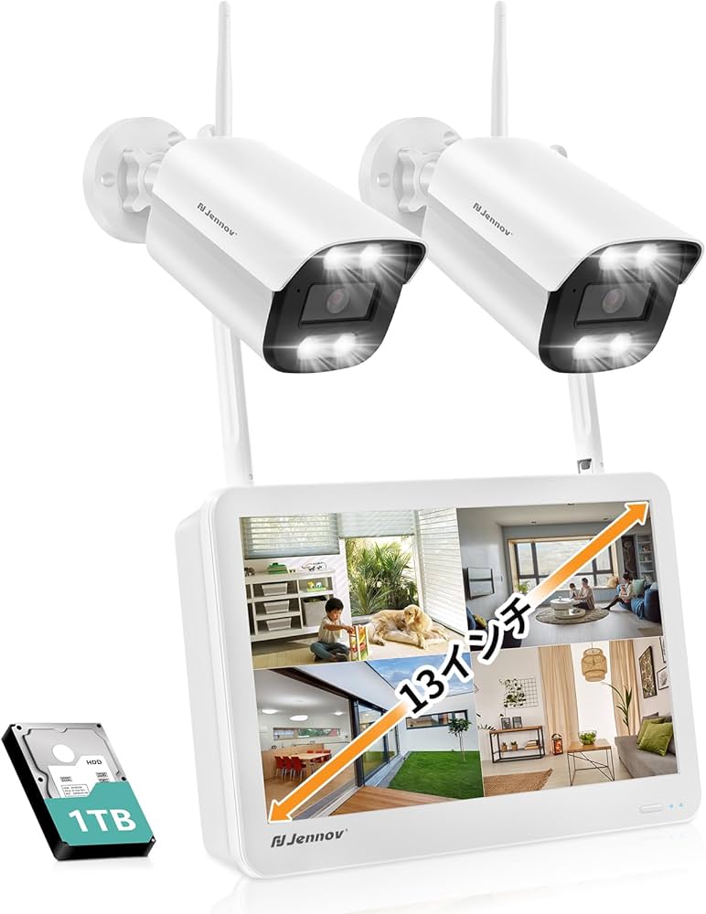 Amazon.co.jp: 防犯カメラ ワイヤレス モニター AI人体検知 JENNOV