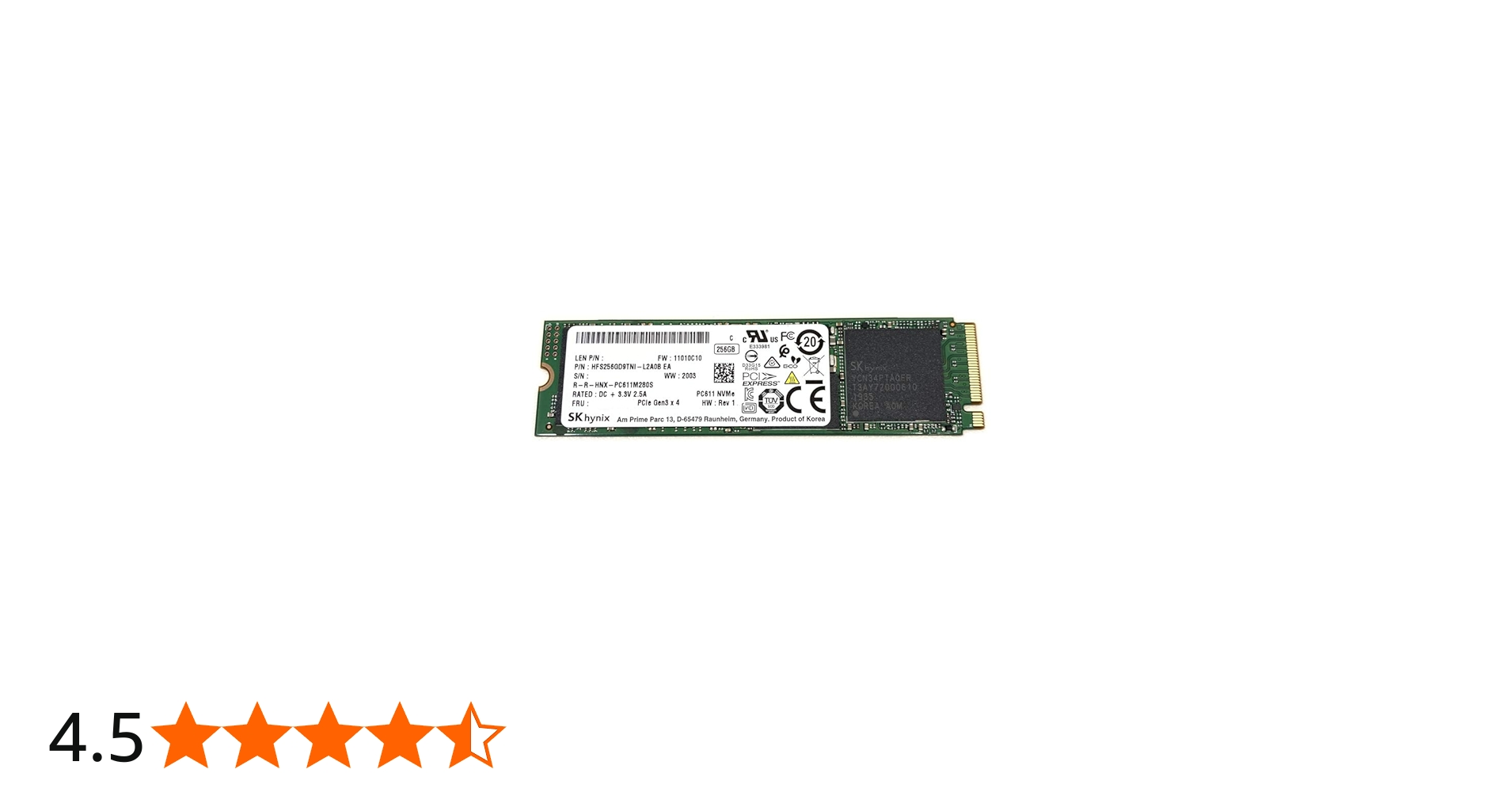 Hynix SK SSD 256GB PC611 M.2 2280 PCIe Gen3 x4 NVMe HFS256GD9TNI