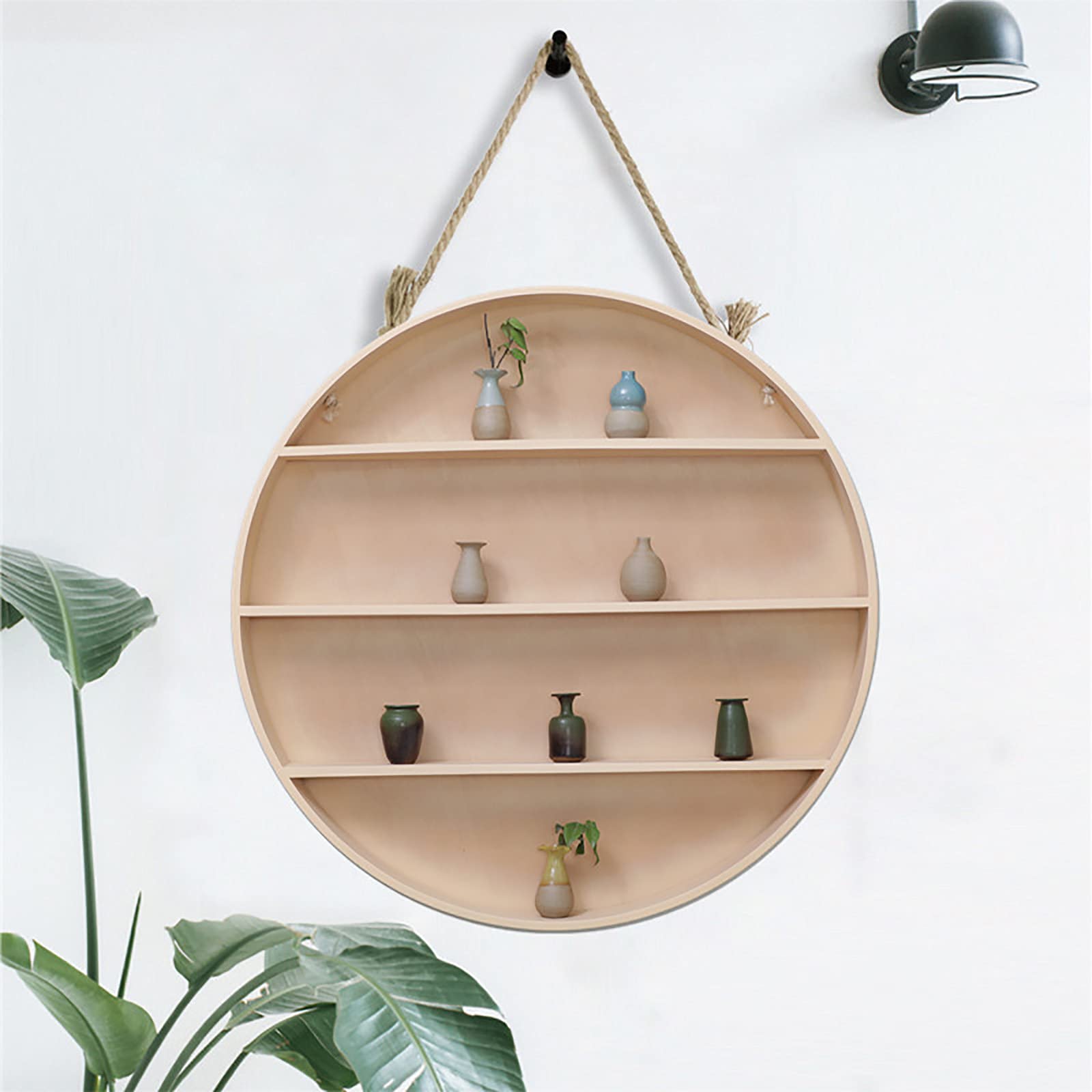 Amazon｜丸い壁の棚、壁に取り付けられた円形の棚、木製の壁掛け棚