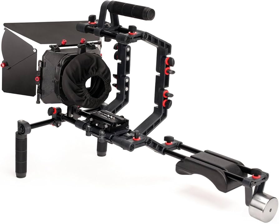FILMCITY Camera Shoulder Support Rig Kit with Cage & Matte Box for