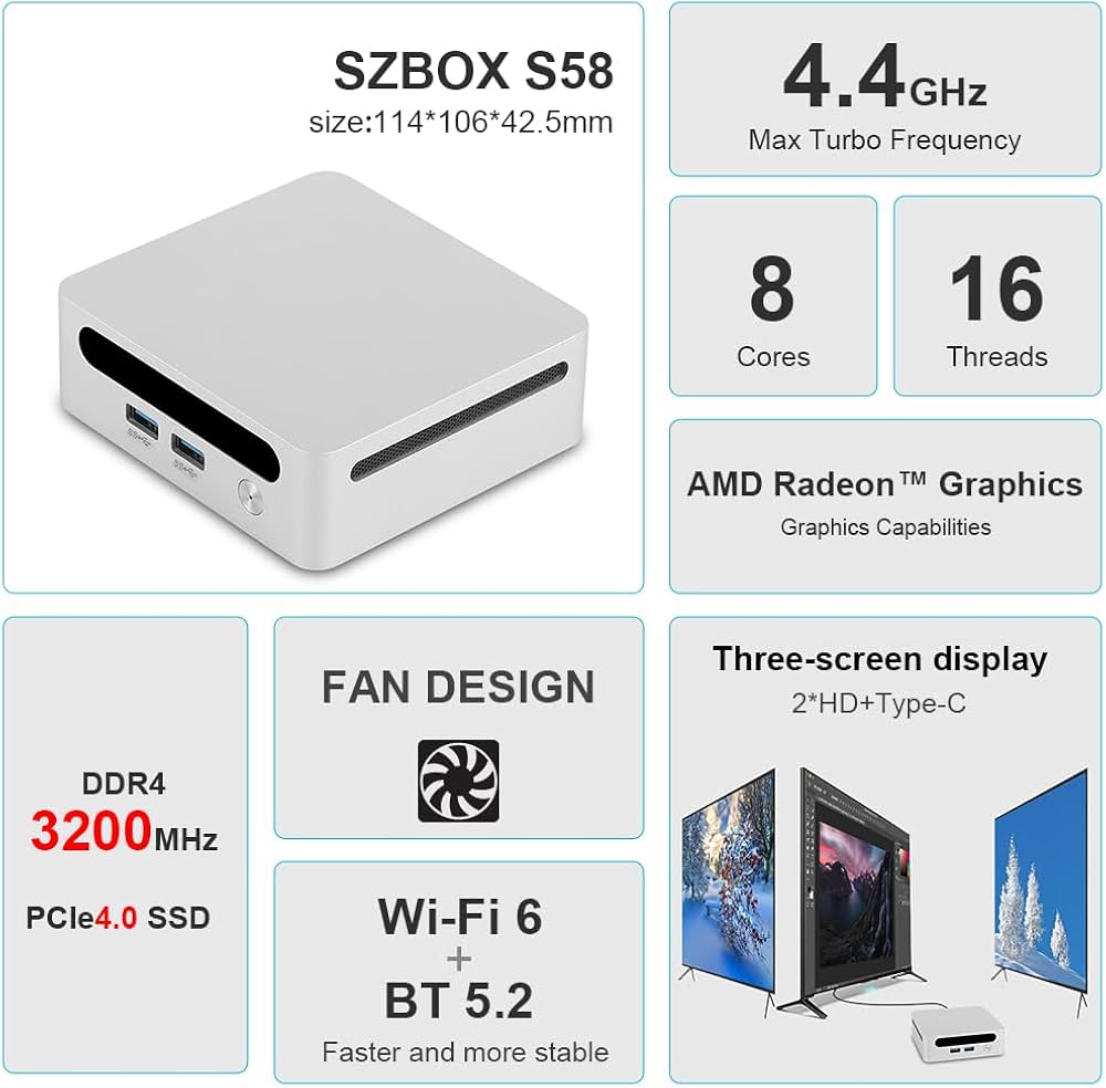 Amazon.co.jp: SZBOXミニPC 小型pc Windows 11 Pro 搭載 AMD Ryzen 7