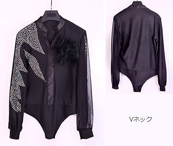 Amazon.co.jp: 社交ダンス トップス メッシュ 男性社交ダンス衣装 長袖