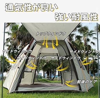 Amazon.co.jp: ワンタッチテント キャンプテント 新六角形テント 5-8人