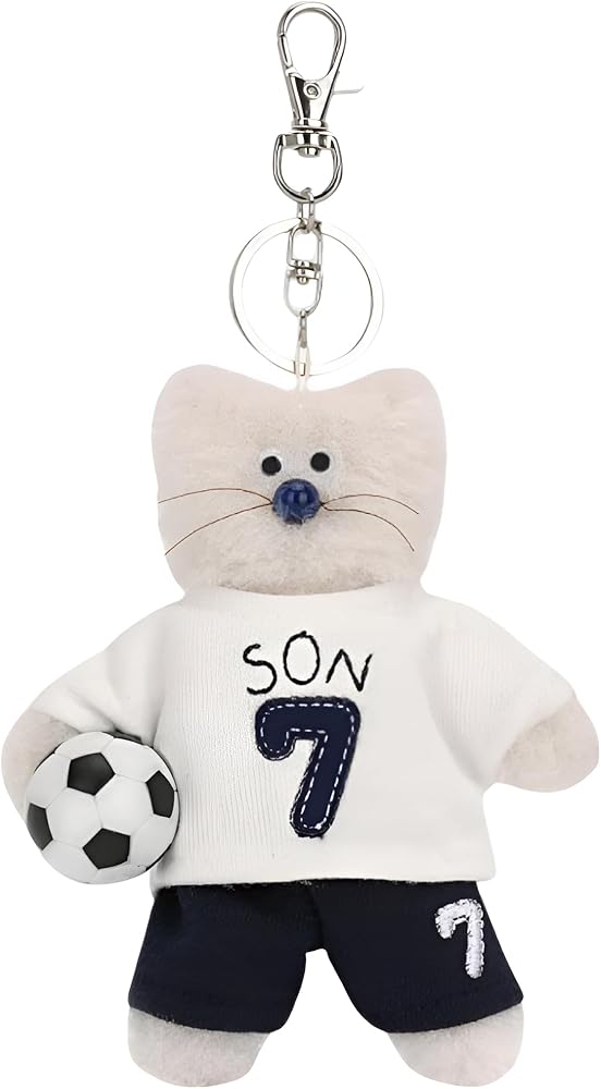 Generic Monamhee NOS7 SON.hee Keyring Cream, Soccer Cat Keychain
