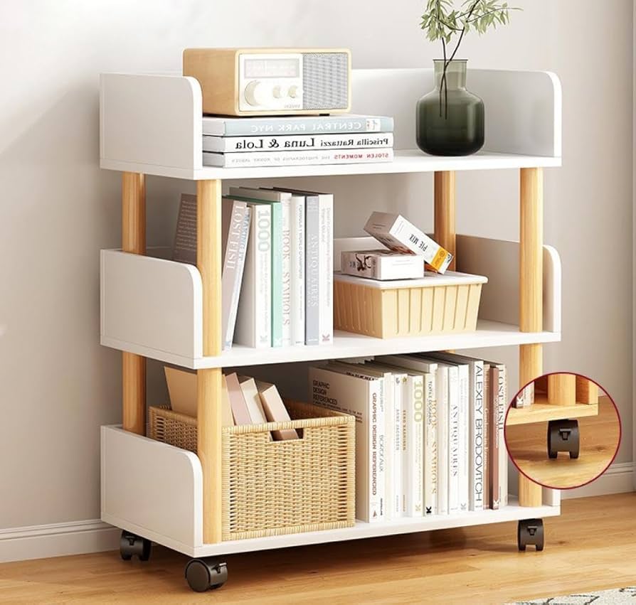 Amazon.co.jp: XUDREZ 本棚 キャスター付き スリム 2段/3段 書類棚 大