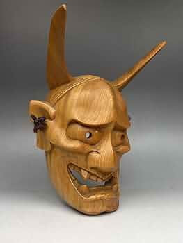 Amazon.co.jp: N) 般若面 木彫 木製 極上木目 魔除け 刳抜 能面 般若