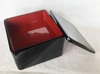 Amazon.co.jp: 重箱 おせち 2段重 木製漆塗 黒 7.5寸 内朱 22cm 漆器