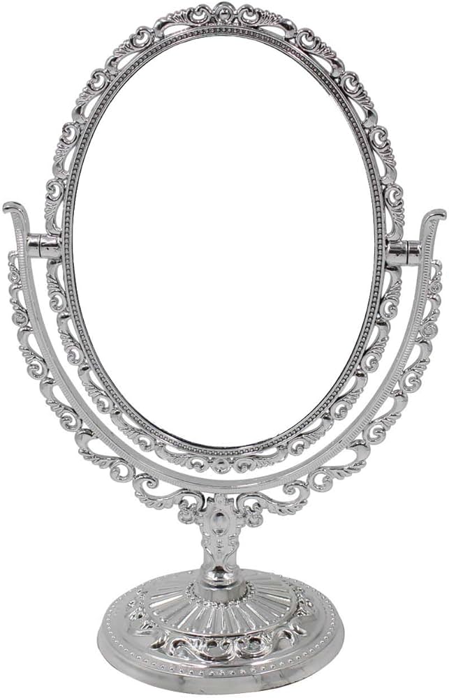 Amazon｜Smiti アンティーク 卓上 ミラー シルバー 楕円形｜ミラー・鏡