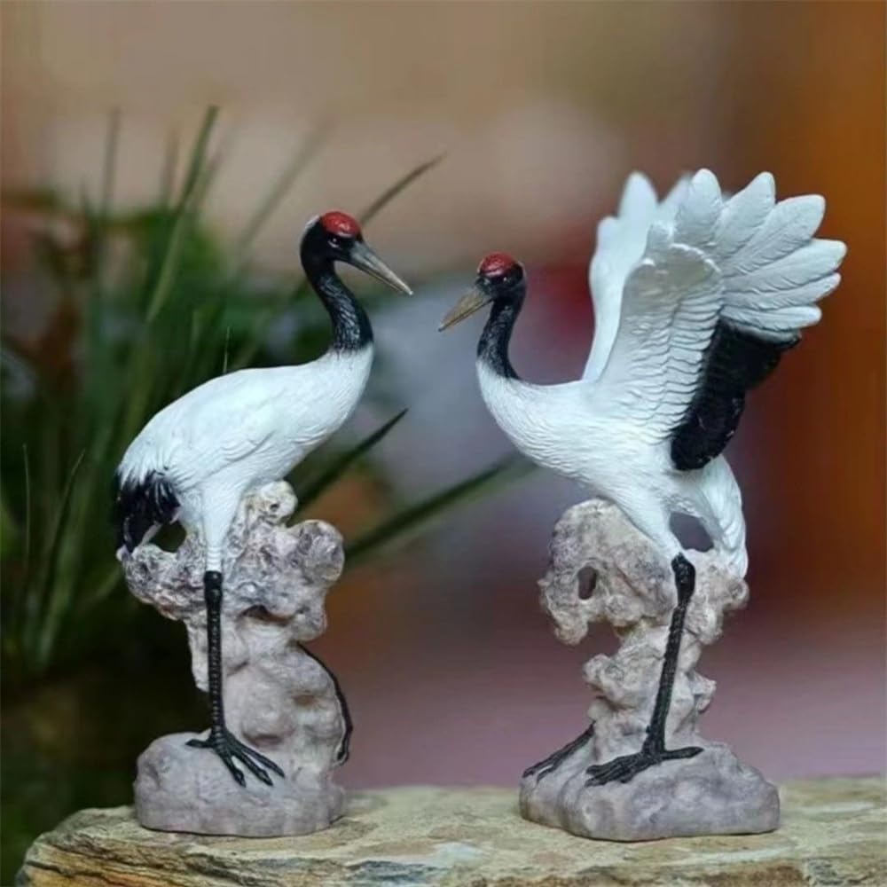 Amazon.co.jp: tonntyann ガーデンオーナメント 鶴 置物 2点セット