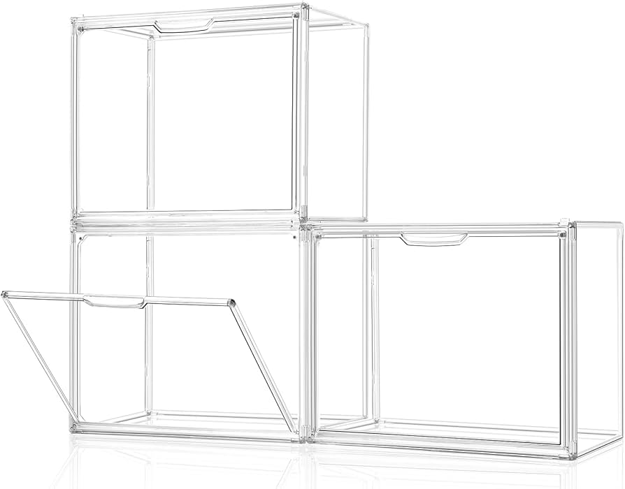 Amazon｜共馳収納 透明の収納ケース3つ 積み重ね式 プラスチックの