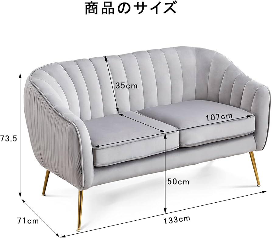 Amazon｜Altrobene 2人掛け ソファー ベルベット ソファ モダン