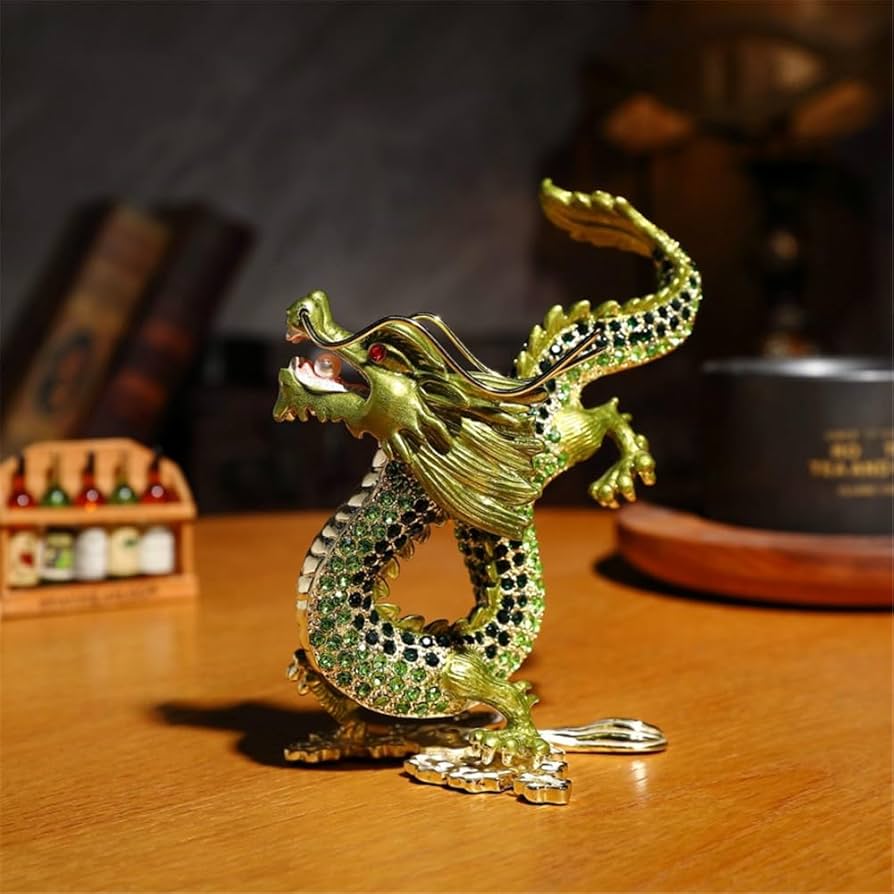 Amazon.co.jp: 龍神 置物 かわいい 昇運金龍キラキラと輝き ライン