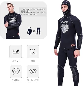 Amazon | MORGEN SKY ウェットスーツ メンズ 2ピース 5mm スピア