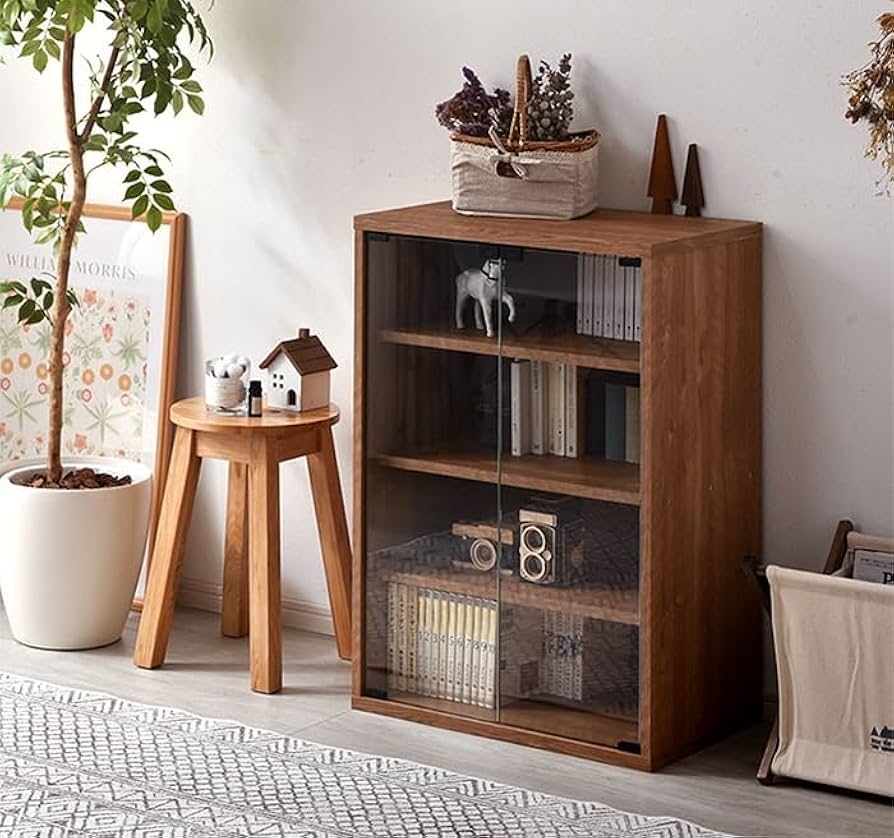 Amazon｜ガラス ミニ食器棚 キャビネット キッチン収納 扉付 オシャレ