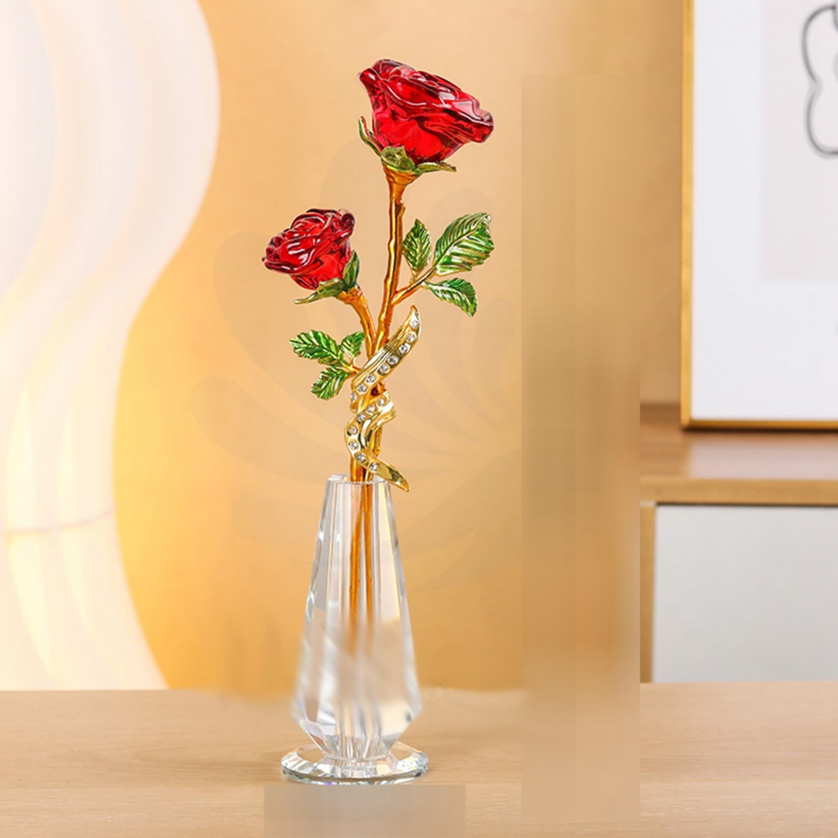 Amazon.co.jp: クリスタルガラス 造花 ガラスフラワー 薔薇 ローズ