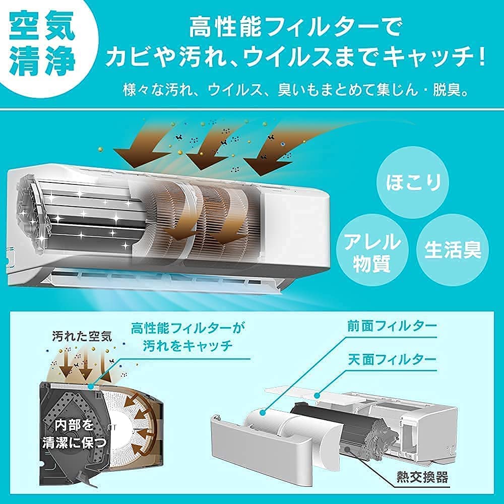 Amazon.co.jp: アイリスオーヤマ エアコン 14畳 4.0kW 内部清潔機能
