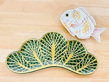 Amazon.co.jp: 有田焼 幸楽窯 錦金松葉形前菜皿 銘々皿 6点セット