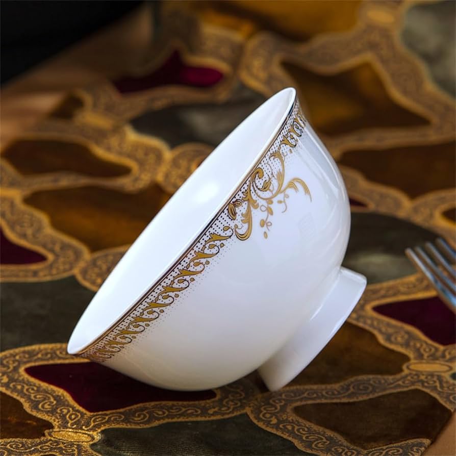 Amazon.co.jp: 食器セット 景徳鎮陶器食器 56点 金縁食器セット (D