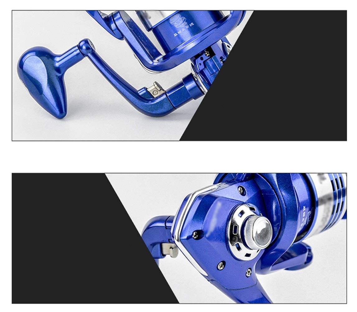 Amazon | 青い釣り用リール、4.9：1のギア比、頑丈で軽量なメタル