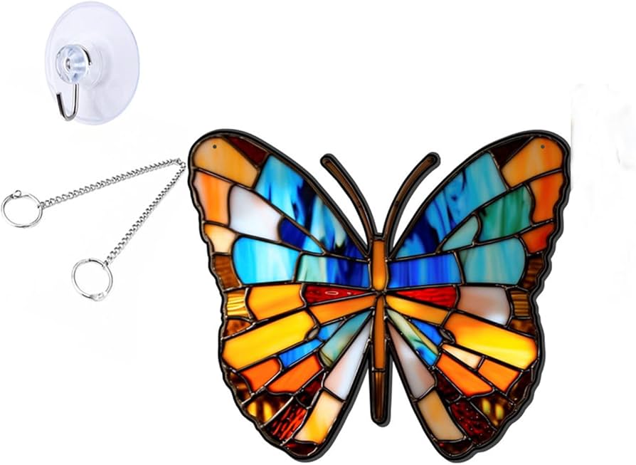 Amazon.co.jp: WYSJYBHJ バタフライデコステンドグラス、アクリル