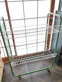 Amazon.co.jp: 昭和レトロ ワイヤーワゴン キャスター付 店舗什器 家具
