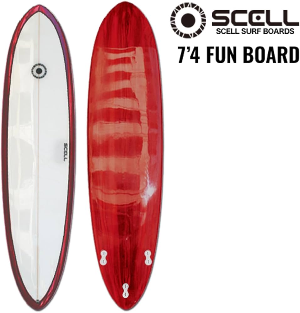 Amazon | SCELL セル ファンボード 7'4 サーフボード レッド | SCELL