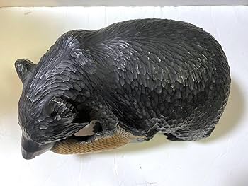 Amazon.co.jp: レトロ 鮭をくわえた 木彫りの熊 置物 北海道 民芸品