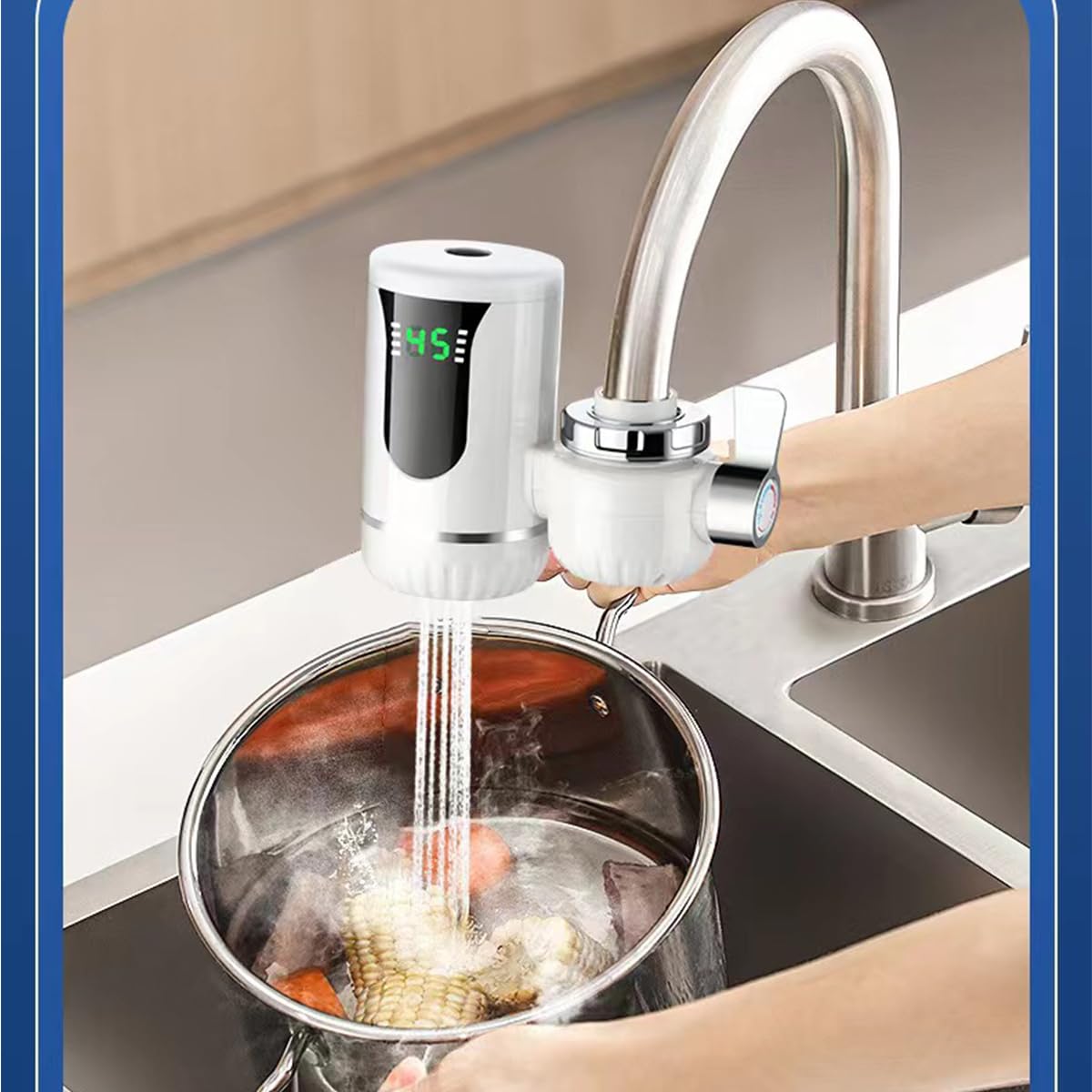 Amazon | 電気瞬間湯沸器蛇口 3秒高速加熱小型電気給湯器 LCD温度表示