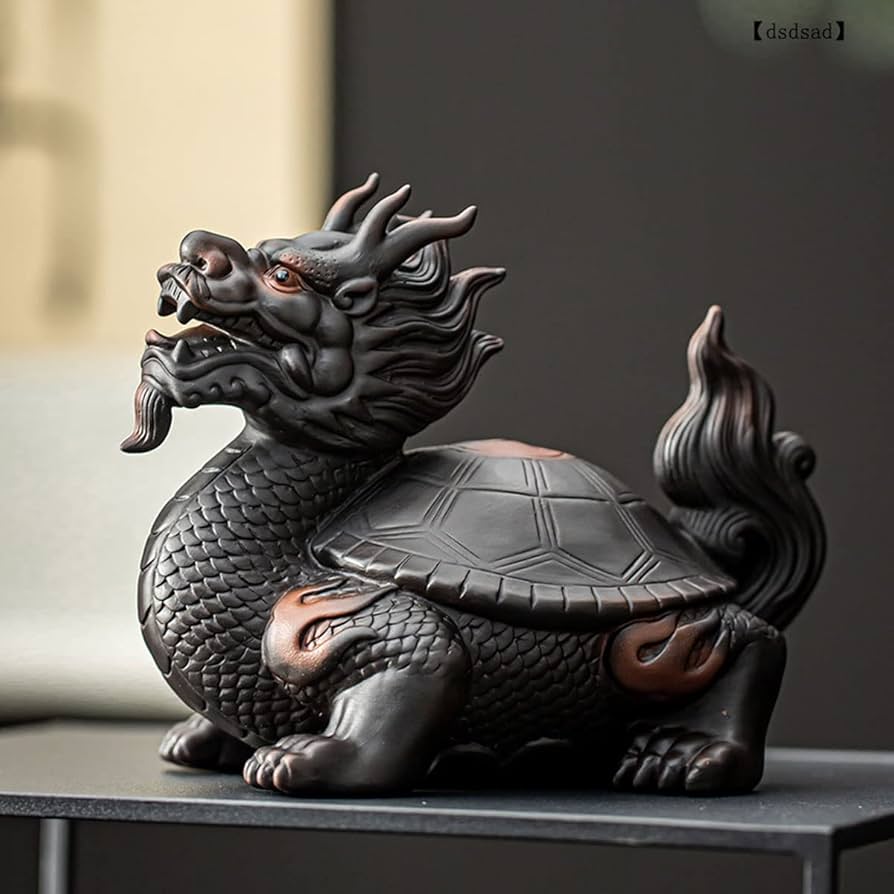 Amazon.co.jp: 龍亀（ロングイ）陶器製 置物 オブジェ 商売繁盛 開運