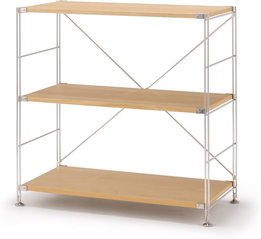 Amazon｜無印良品 ステンレスユニットシェルフ オーク材棚セット