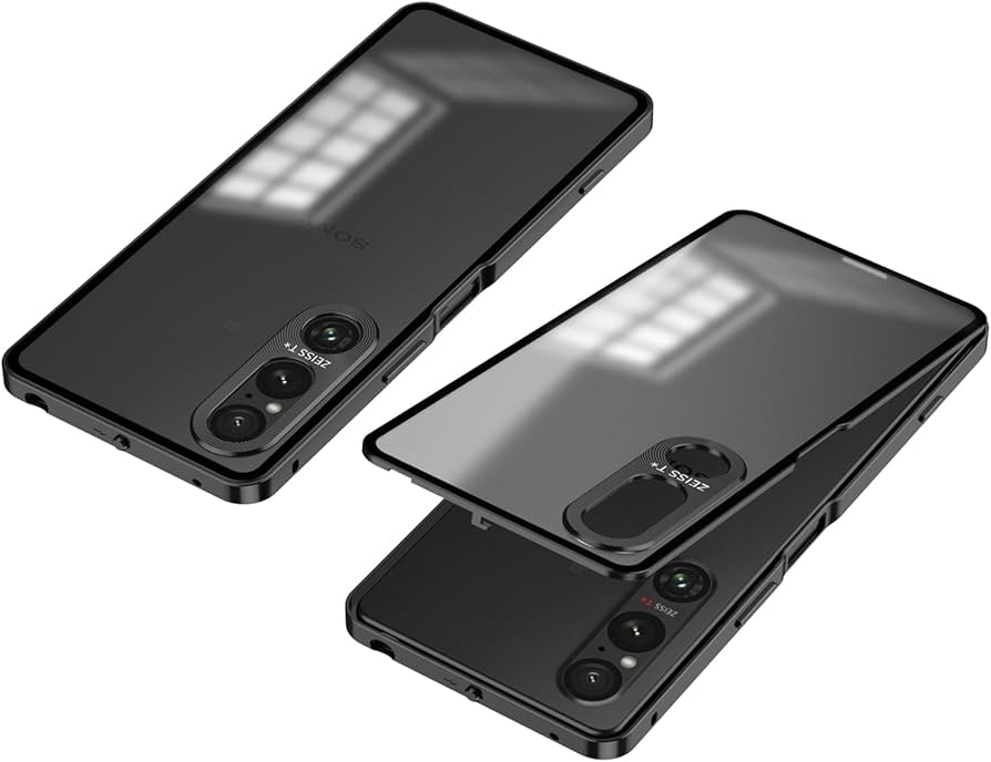 Amazon.co.jp: Xperia 1 VI用バンパー アルミ 半透明 クリア背面パネル