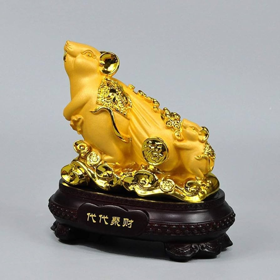 Amazon.co.jp: 中国の干支ネズミ/ネズミの像 宝の金の置物 ホーム