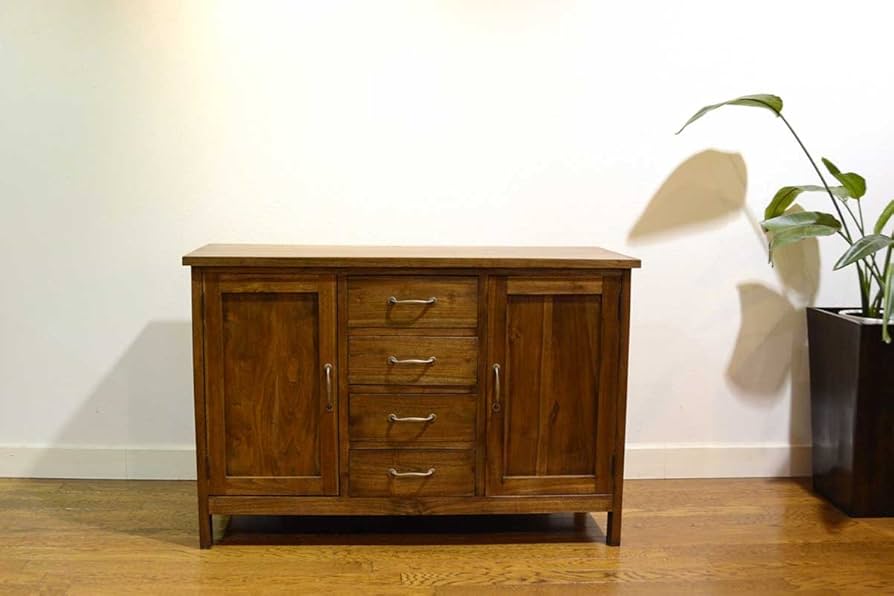 Amazon.co.jp: サイドボード チーク無垢材 120 アジアン家具 北欧 木製