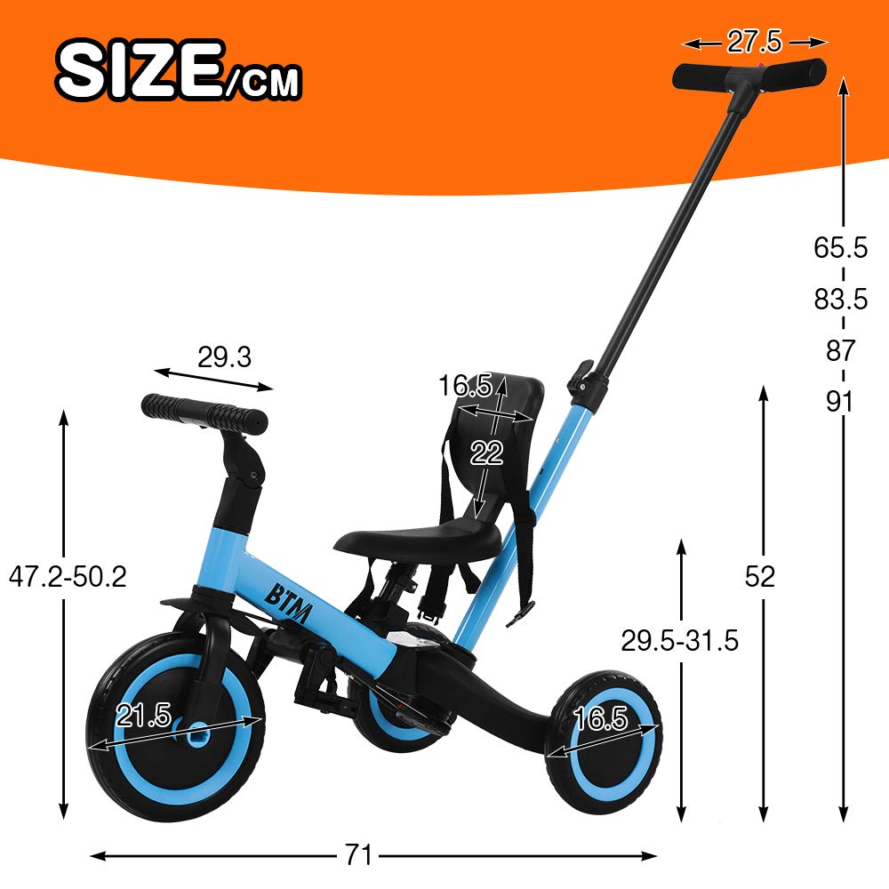 Amazon.co.jp: BTM 三輪車 足けりバイク 一台4役 ベビーカー かじとり