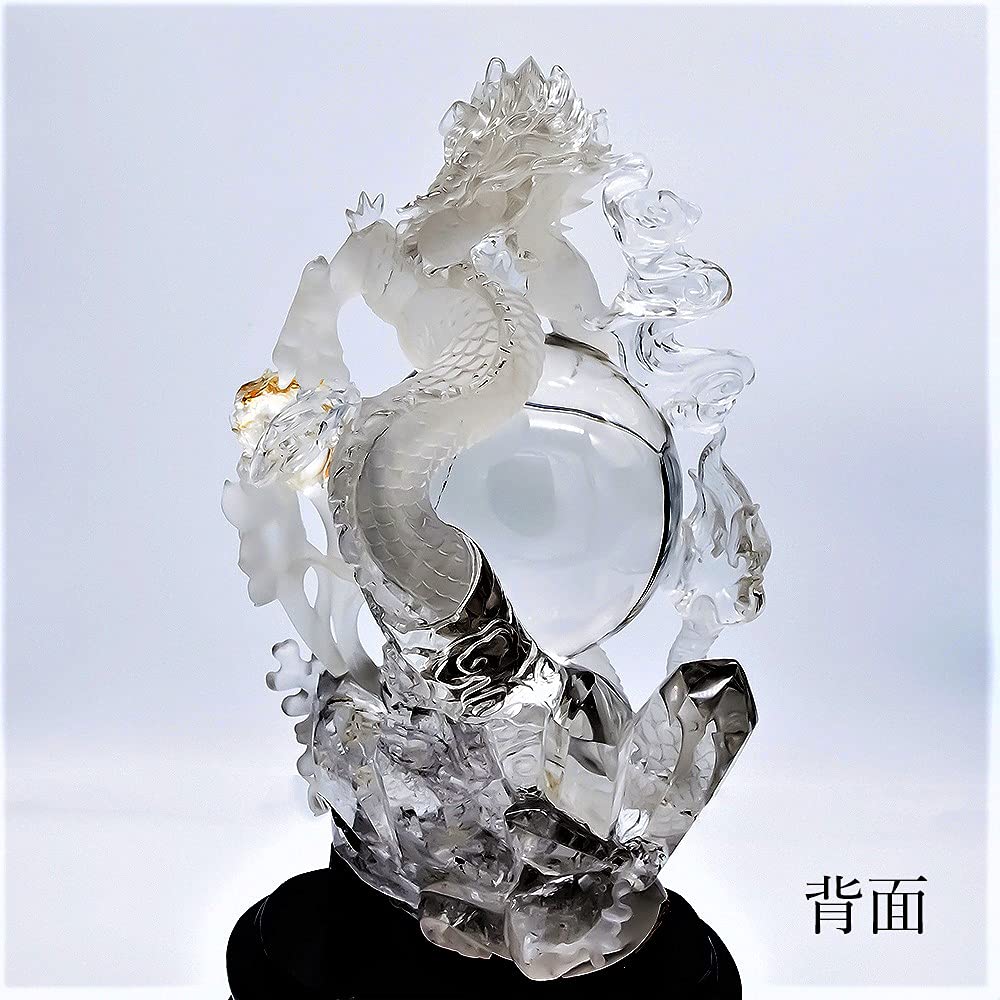 Amazon.co.jp: 龍 ドラゴン 水晶 クリスタル 一刀彫 彫刻 オブジェ