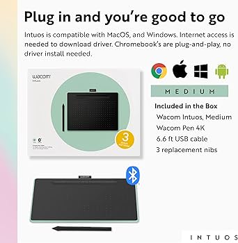 Amazon.com: Wacom Intuos Medium Bluetooth Graphics Drawing Tablet