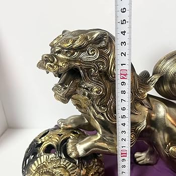 Amazon.co.jp: 高岡銅器工芸品 玉乗り獅子 置物 アンティーク 金色