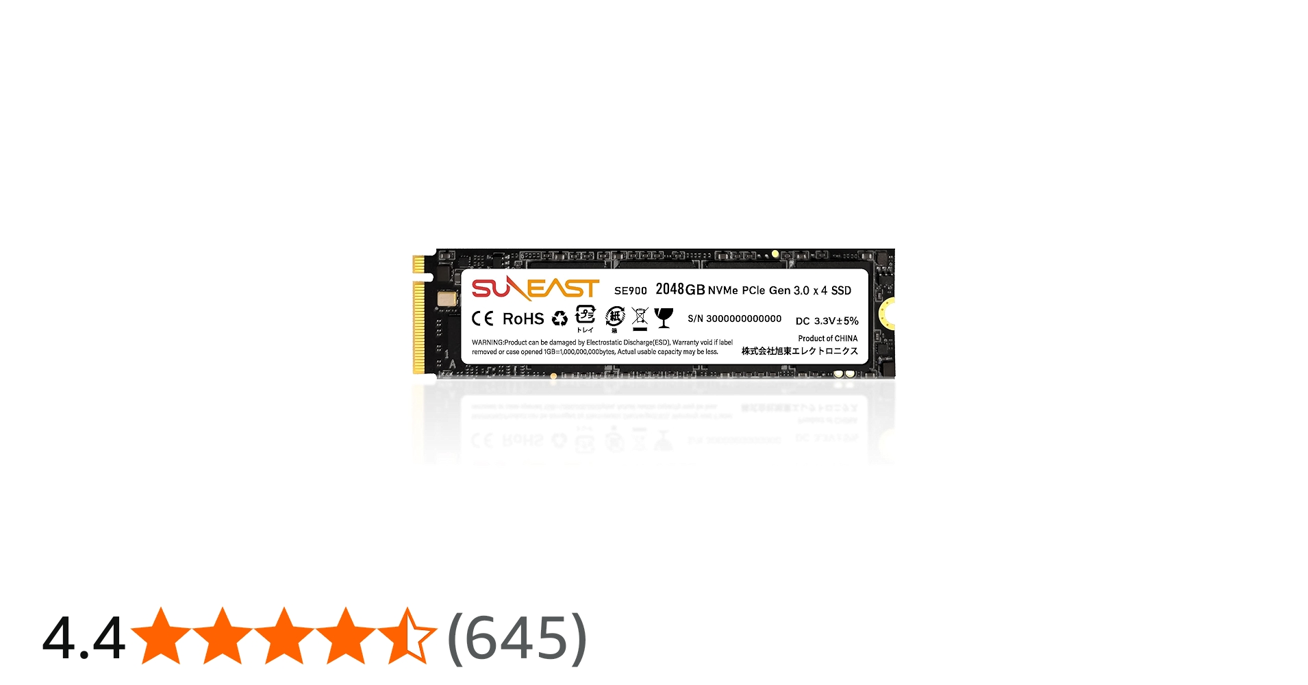 Amazon | SUNEAST 2TB NVMe SSD PCIe Gen 3.0 ×4 M.2 Type 2280 内蔵